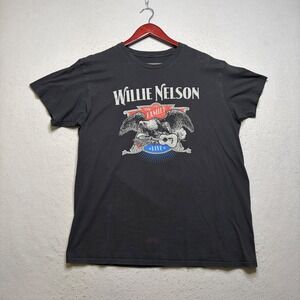 Willie Nelson T Shirt Mens XL Black Live And Family Eagle Graphic Y2K Band Tee